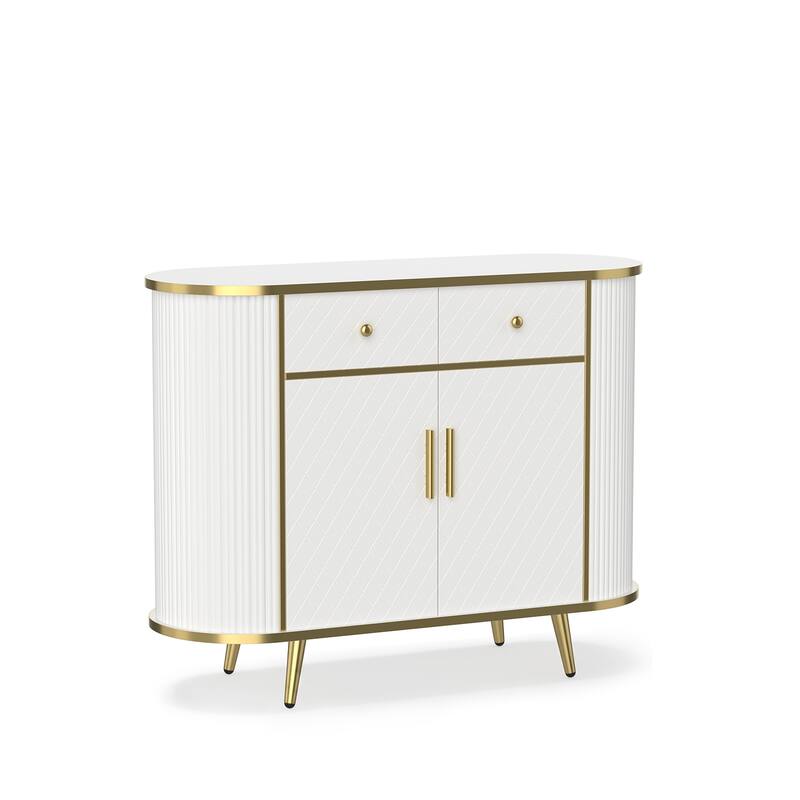 Meyreso 43" Luxury Fluted Sideboard Buffet Cabinet with 2 Drawers
