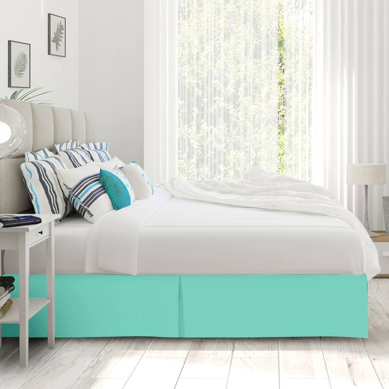 Clara Clark Pleated Bed Skirt-14 inch Tailored Drop - Soft Double Brushed Premium Microfiber Ruffle Bed Skirt - Includes 8 Pins