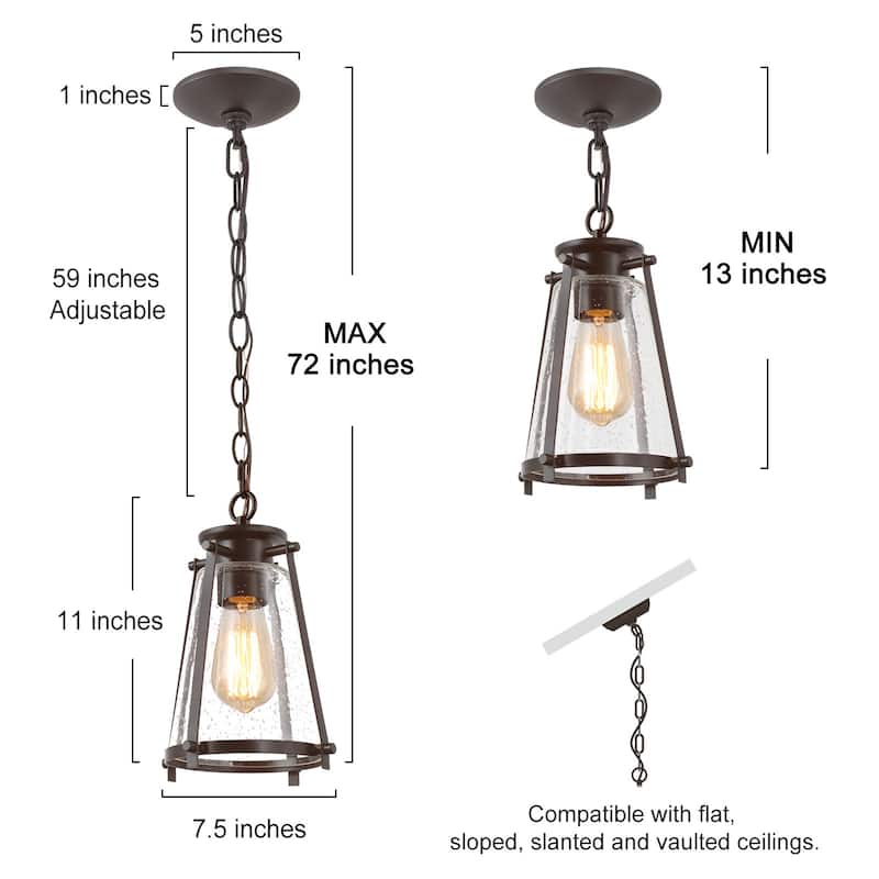 Modern 1-Light Glass Cage Pendant Island Lights for Dining Room - W7.5"xH11"