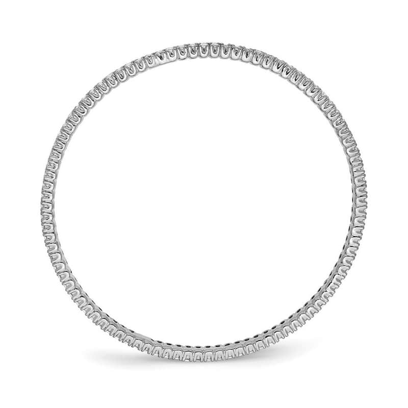 Curata 925 Sterling Silver Slip on Polished Prong set Rhodium Plated With CZ Cubic Zirconia Simulated Diamond Cuff Stackable