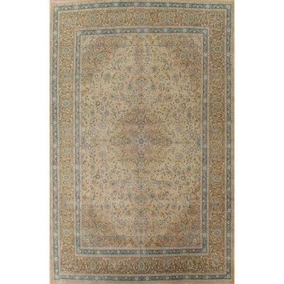 Floral Mashad Persian Antique Area Rug Hand-knotted Wool Carpet - 9'8" x 12'11"