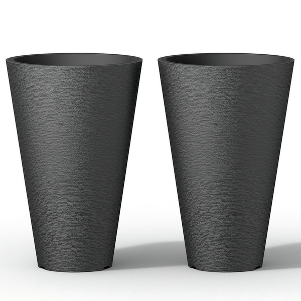 Black Tall Plastic Round Plant Pots / Large Indoor and Outdoor Flower  Planters, 2 Piece Set - On Sale - Bed Bath & Beyond - 40107348