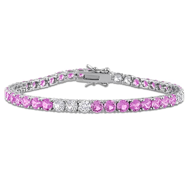 Miadora Created Gemstone Tennis Bracelet - 7.5in - Pink