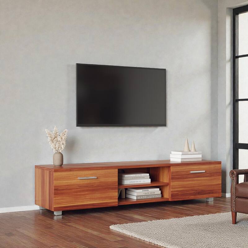Modern 63" TV Stand for 70 Inch TVs, Media Console with Cabinets and Open Shelves, Entertainment Center for Living Room