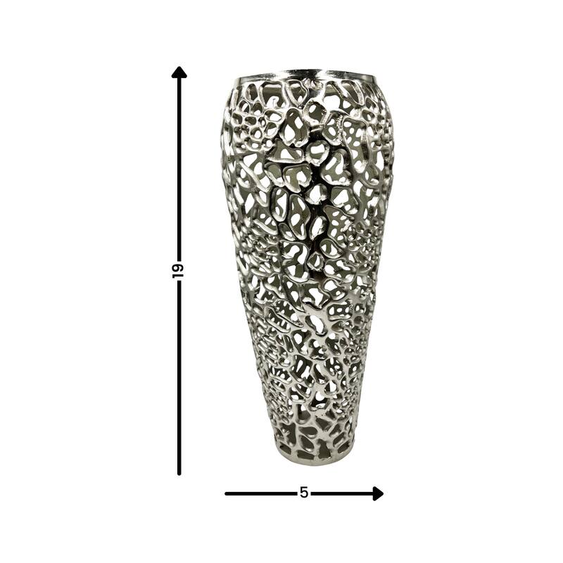 Decorative Handmade Aluminum Hollow-out Flower Vase