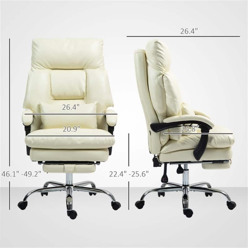 High Back Adjustable Seat Height PU Leather Desk Chair with Thick Cushion and Recline Function