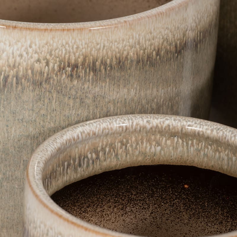 Stoneware Planters Drainage Holes and Glossy Glazed Finish (Set of 2)