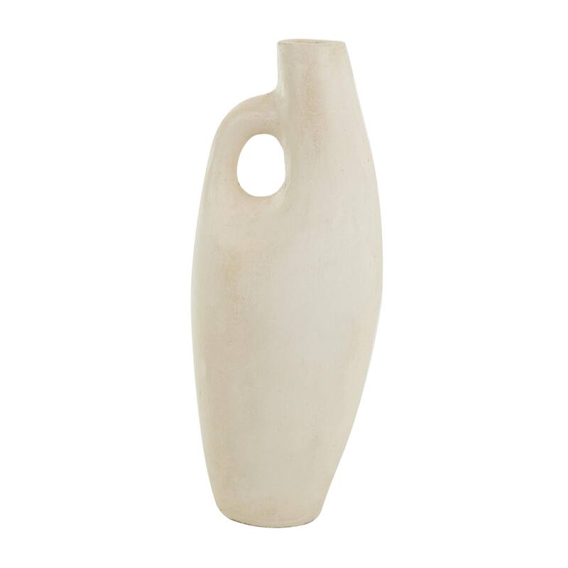 Paper Mache Abstract Curved Decorative Vase with Handle - Beige - Roche River Decor