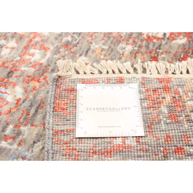 ECARPETGALLERY Hand-knotted Heritage Grey Silk, Wool Rug - 2' 7" x 14'