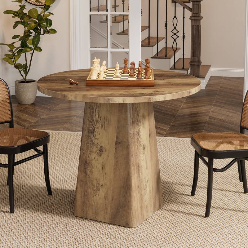 31.5-Inch Round Dining Room Table for 2-4, Farmhouse Small Kitchen Dinner Table
