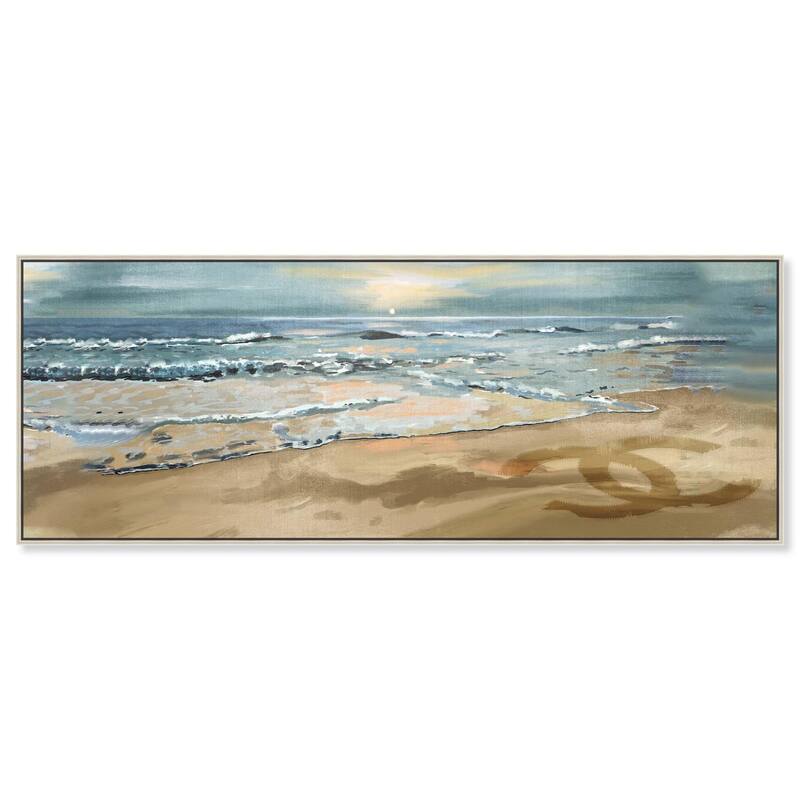 Relaxing Time at Beach Panoramic Canvas by Art Remedy - Silver - 54" x 20"