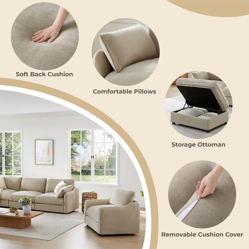 Spruce & Spring Oversized Cloud Modular Sectional Couches for Living Room