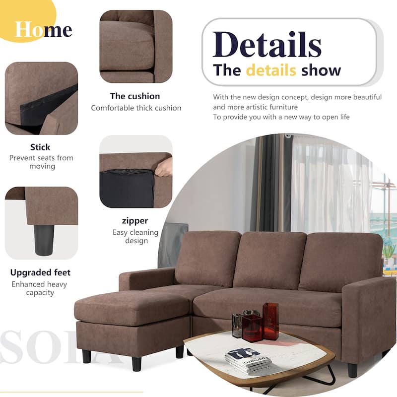 Futzca Modern Convertible Sectional Sofa L-Shaped Couch