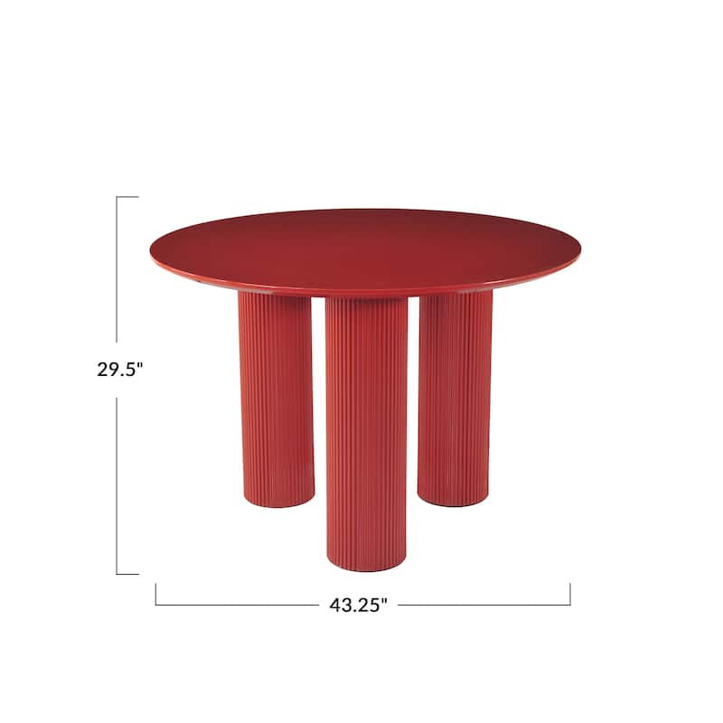 Wood Lacquered Table with Ribbed Legs - 43.25"L x 43.25"W x 29.5"H