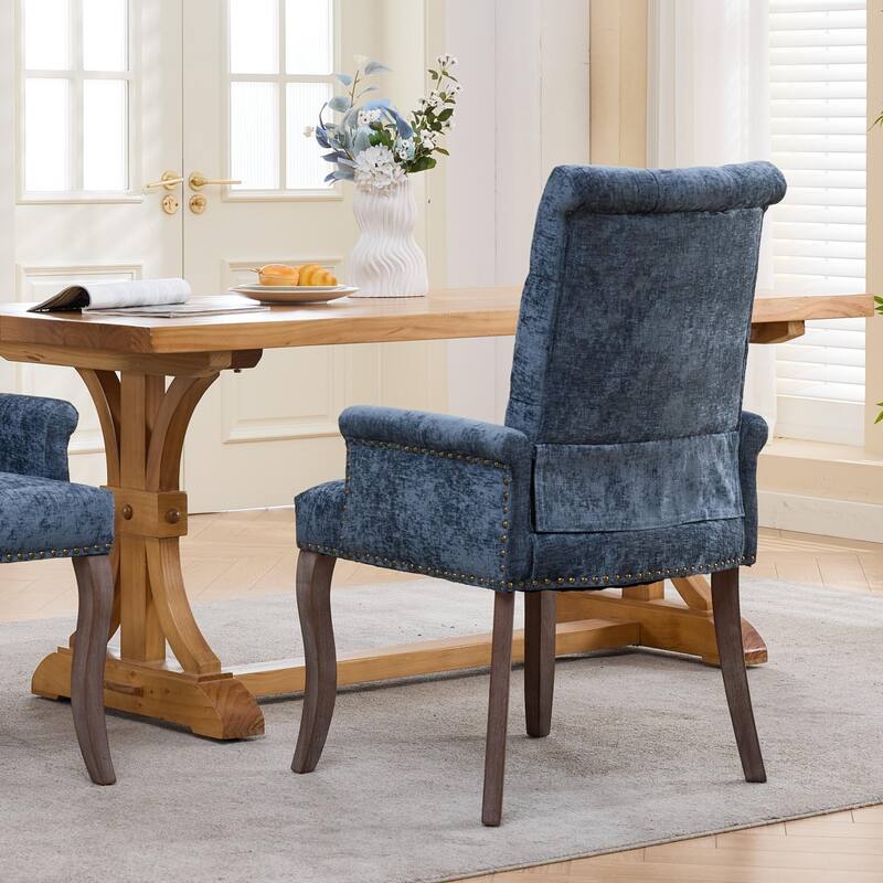 Roomfitters Upholstered Dining Chairs with Barrel Back and Wood Legs, Modern Accent Side Chairs for Living Room