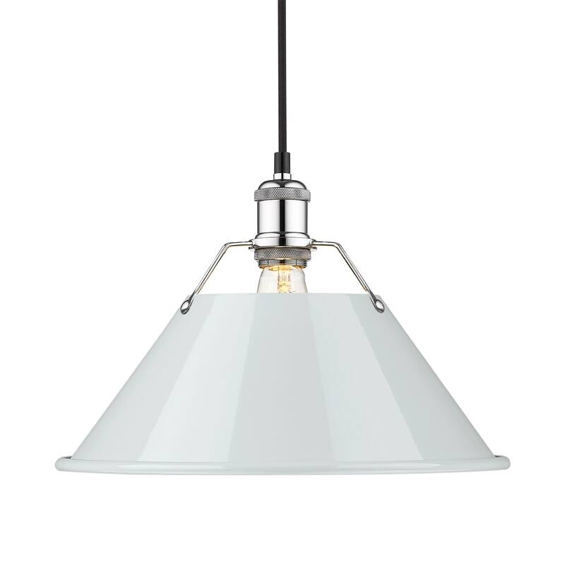 Yep by Golden Lighting Orwell 1-light 14in Pendant in Chrome and Dusky Blue shade - Silver