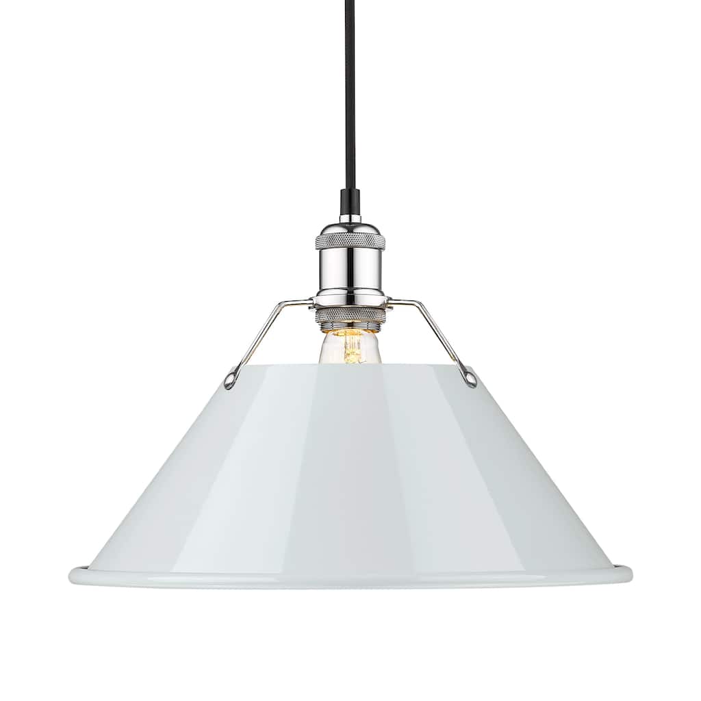 Yep by Golden Lighting Orwell 1-light 14in Pendant in Chrome and Dusky Blue shade - Silver