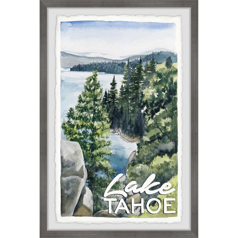 'Panoramic View of Lake Tahoe' Framed Painting Print Bed Bath