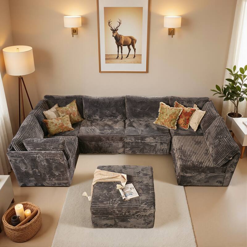 OVIOS Cloud-Like L-Shaped Sofa - PlushGrey