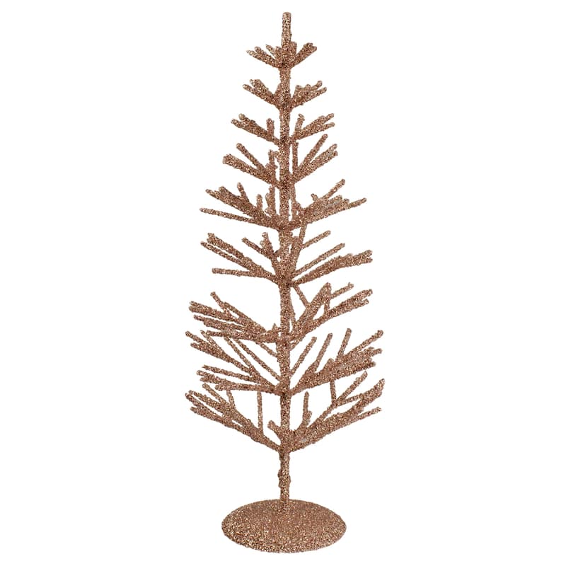 Artificial Glittered Twig Christmas Tree - 18" - Rose Gold - Unlit - 1.5 Foot