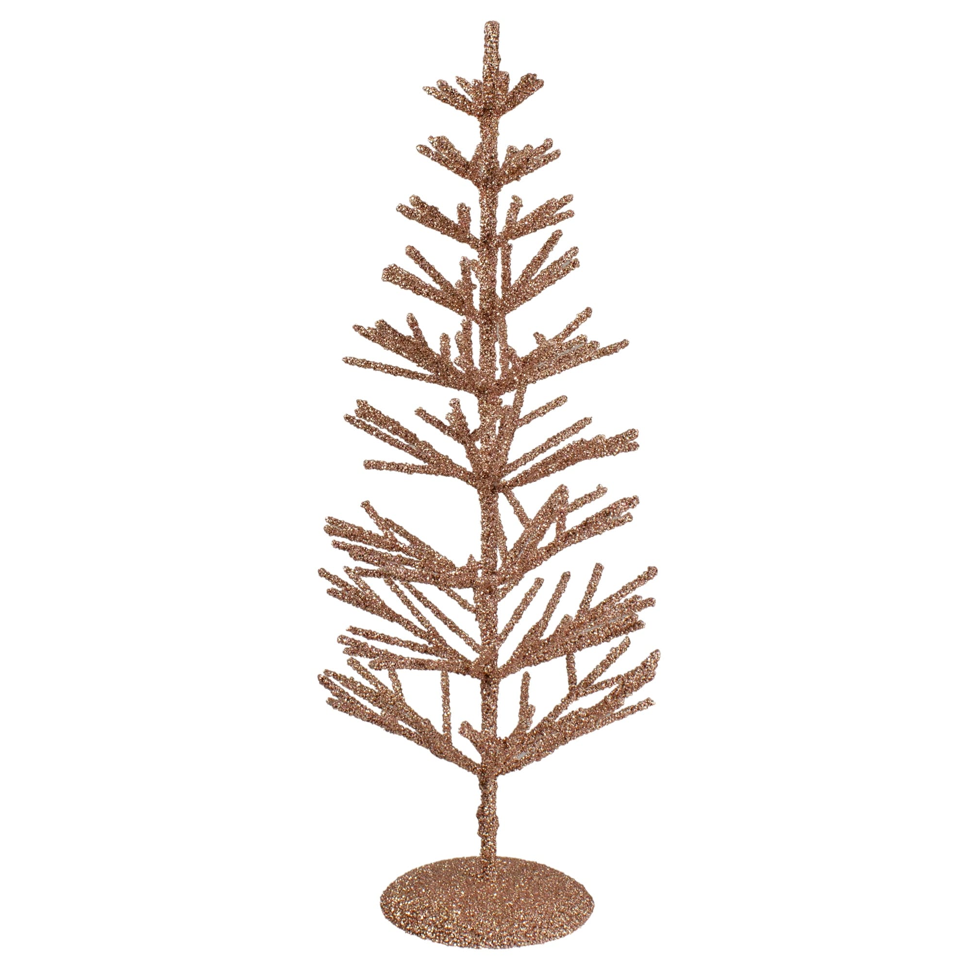 Artificial Glittered Twig Christmas Tree - 18" - Rose Gold - Unlit - 1.5 Foot