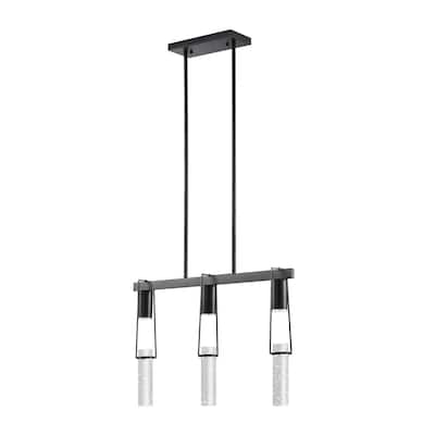 Harmony 3 Lights Matte Black Chandelier with Smart Dimmer Included - N/A