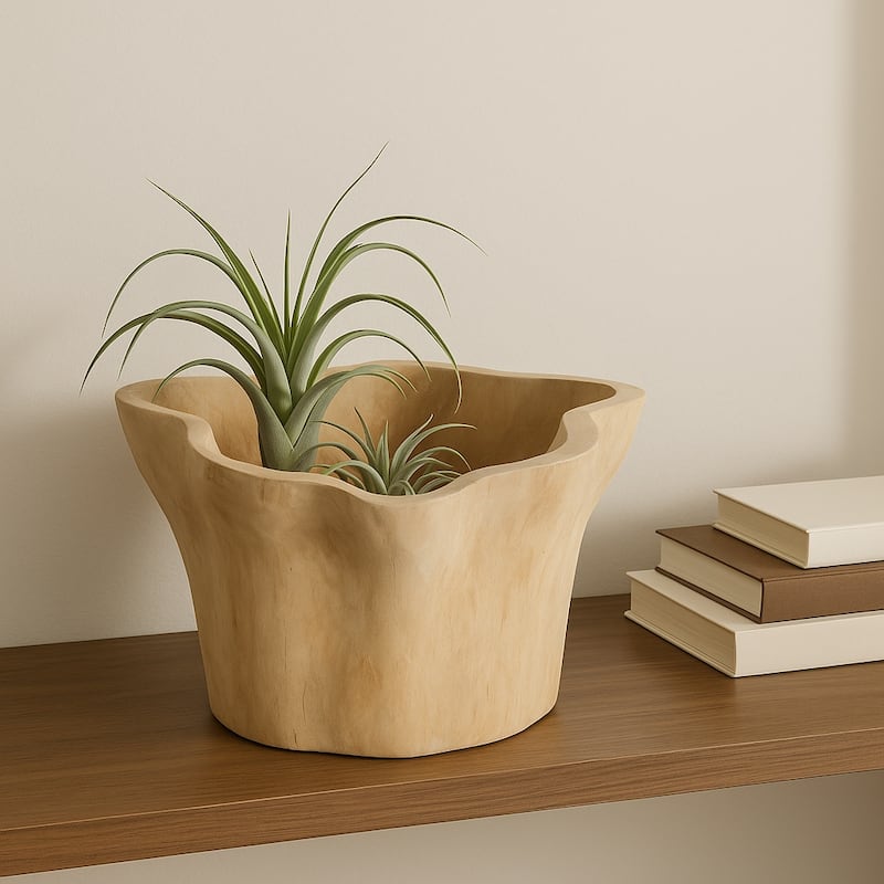 Rustic Teak Wood Hand-Carved Decorative Bowl Home Accent - 13" Brown - 13.0"