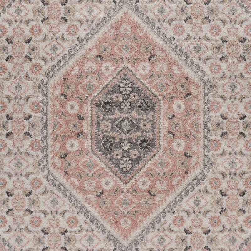 Sevita Gray and Blush Pink Oriental Area Rug