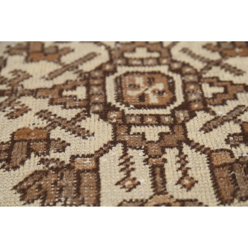 Hand Knotted Oriental 100% Wool Carpet Traditional Geometric Beige & Ivories Balouch Area Rug - 5' 9'' X 3' 7''