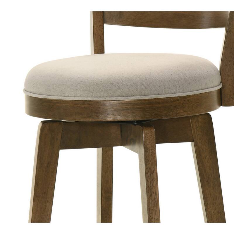 Fila 26 Inch Counter Height Swivel Stool Chair, Padded Seat, Brown