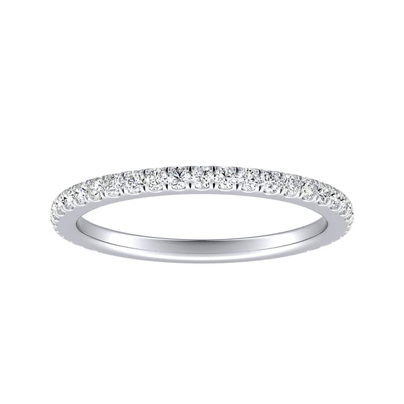 Auriya 14k Gold Round Moissanite Wedding Band 1/3ctw - White - 9