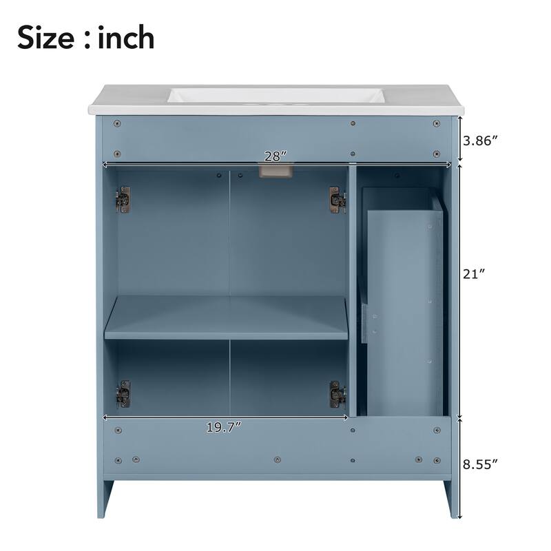 30-Inch Bathroom Vanity with Sink Combo, MDF Storage Cabinet, Soft Close Doors, and Painted Finish