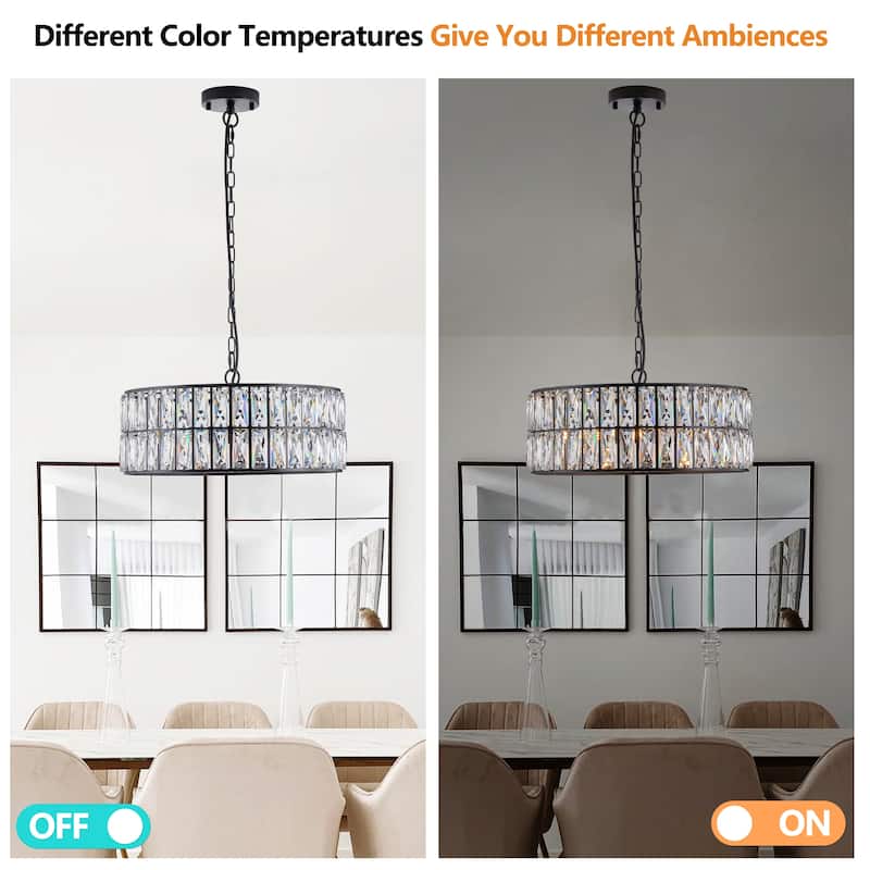 Chandelier, 6-Light Pendant Lighting Fixture with Black Metal Frame for Living Room, Dining Room and Bedroom(Bulbs Not Included)