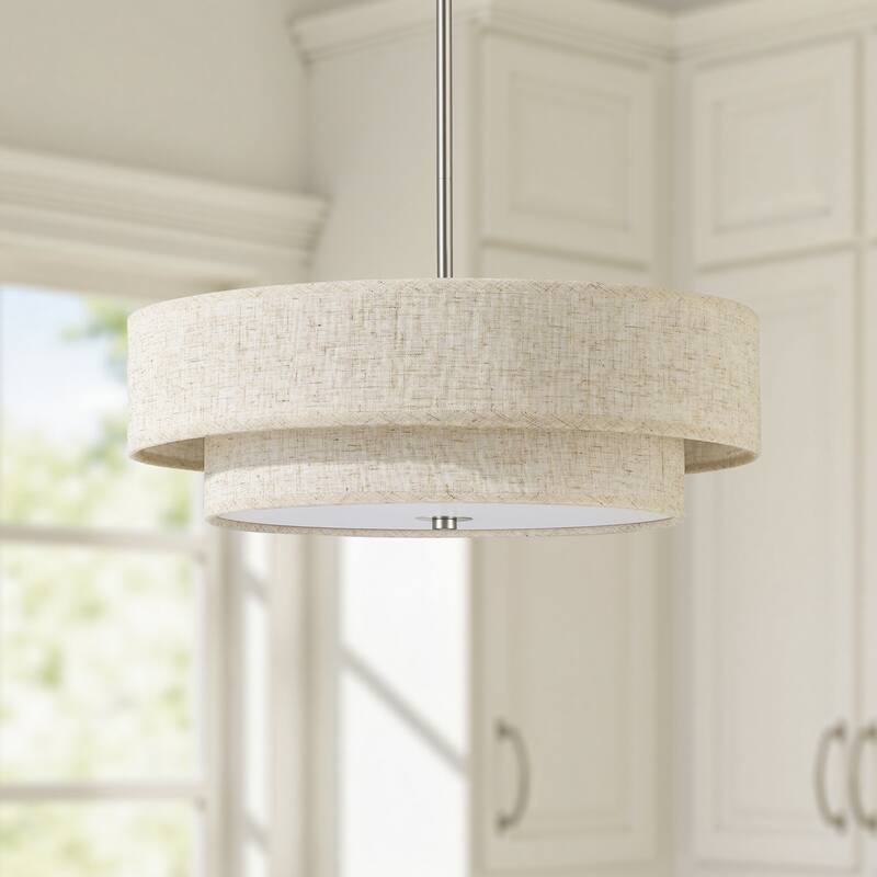 CO-Z 18 in 4-Light Dimmable Semi Flush Mount Fabric Ceiling Light Pendant - 18" - Nickel