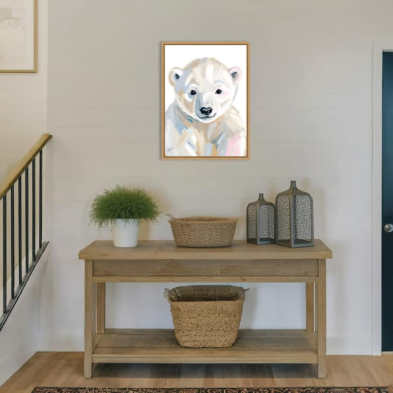 Polar Bear Cub by Ohkimiko Framed Canvas Wall Art