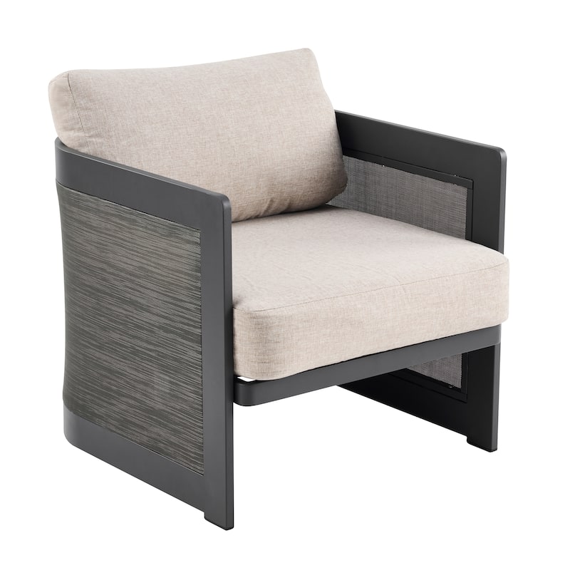 Christopher Knight Home - Modern Aluminum 3-Piece Outdoor Conversation Set with Mesh Panels and Olefin Cushions (No Table)