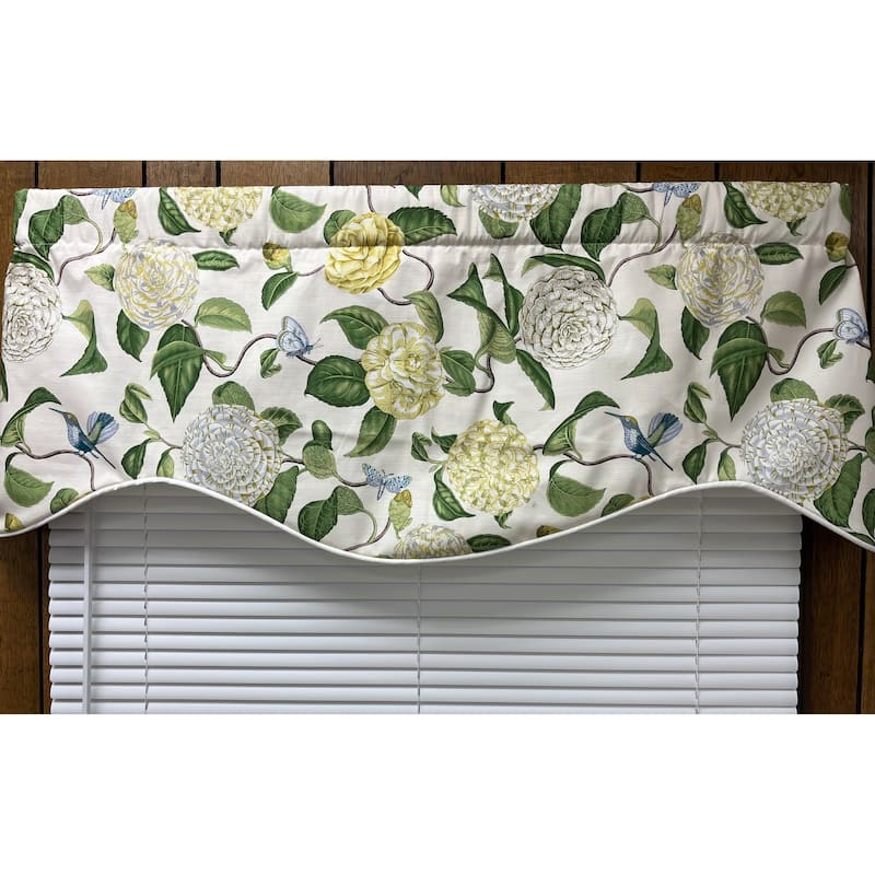 Camelia botanical shaped valance with cord