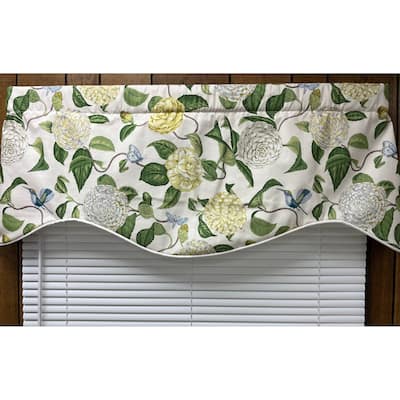 Camelia botanical shaped valance with cord