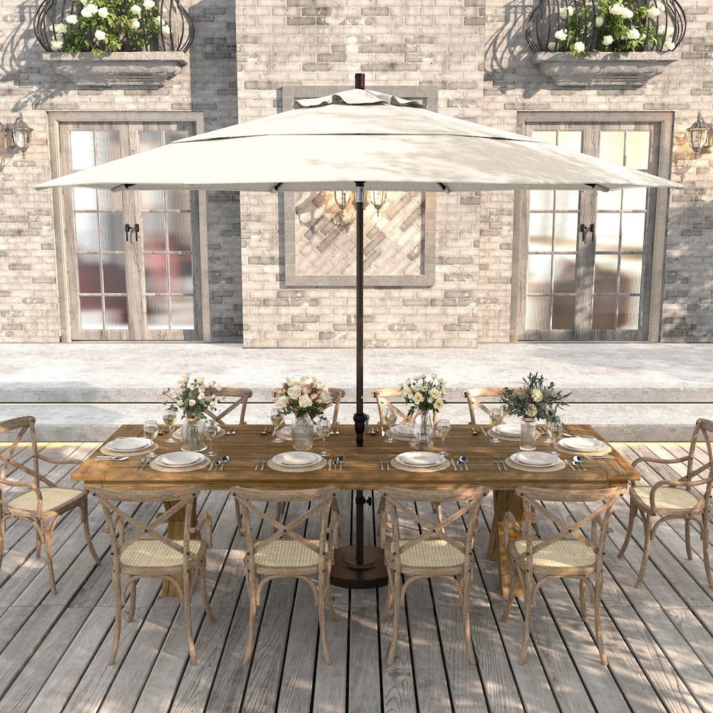 California Umbrella 11' Round Aluminum Crank Open Auto Tlit Patio Umbrella, Bronze Finish, Double Wind Vent.