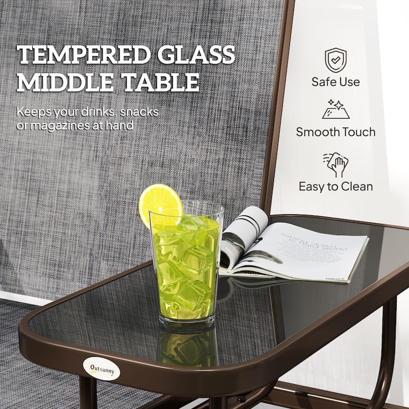 GDFStudio - Nolan Relaxed Outdoor Glider Swing Seating Set with Integrated Table - Coffee Table+Chairs