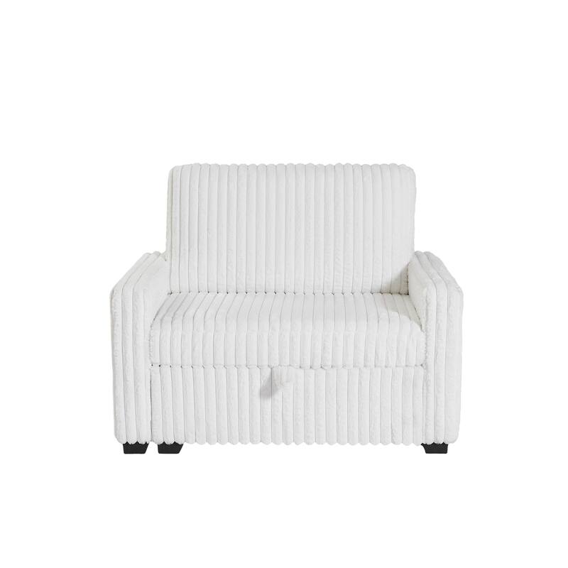 Large White Living Room Sofa with Storage Box, Chenille and Altay Velvet - Multi-Color