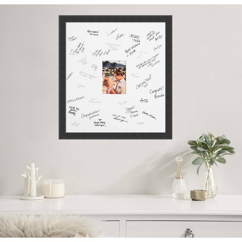 Mezzanotte Signature Mat Picture Frame - Autograph Photo Frame Guest Book Alternative for Weddings, Graduations, or Retirement