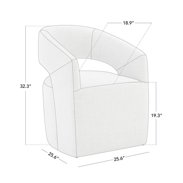 Joey Barrel Accent Chair with Casters for Living Room, Office, or Reading Nook
