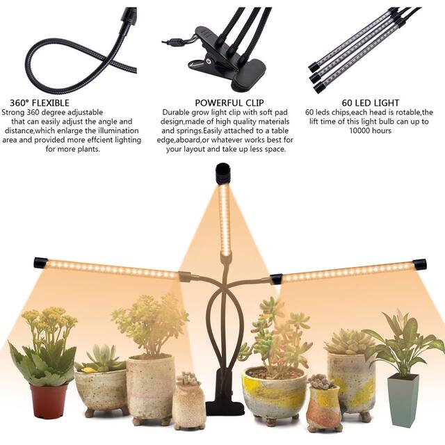 Grow Light for Indoor Plants Divided Adjustable Goose Neck