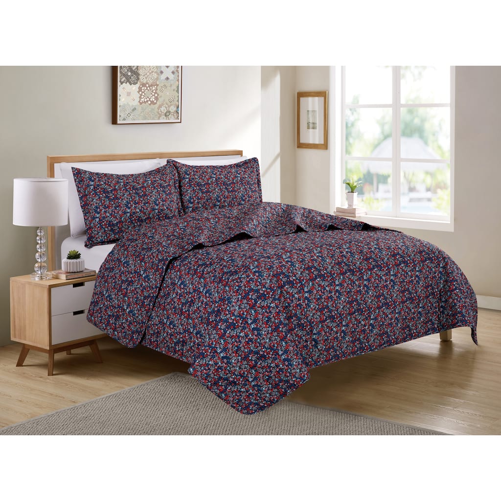 Vintage Floral Navy Quilt Set - Christopher Knight