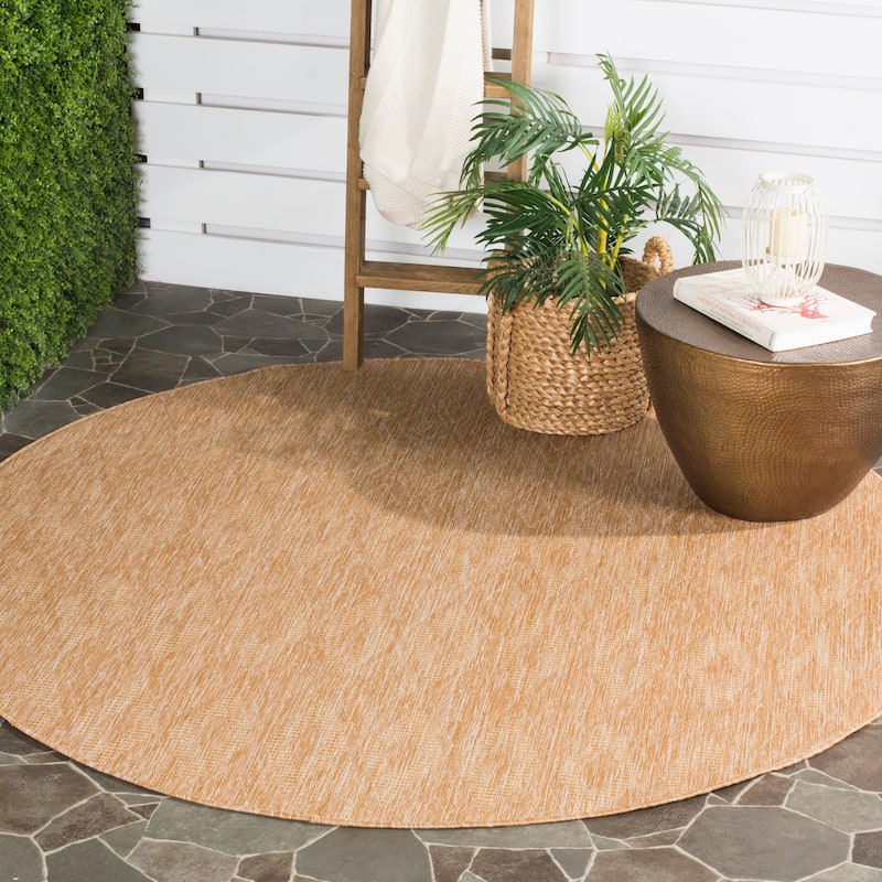 SAFAVIEH Courtyard Marolyn Indoor/ Outdoor Waterproof Patio Backyard Rug - 4' Round - Natural/Natural