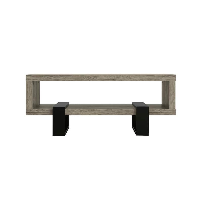 Living Room Coffee Table With Shelf in Grey