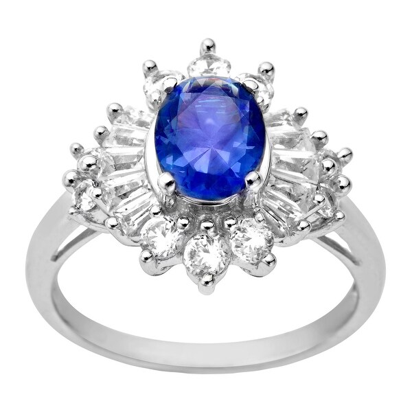 2 3/4 ct Oval Blue and White Sapphire Ring in Sterling Silver