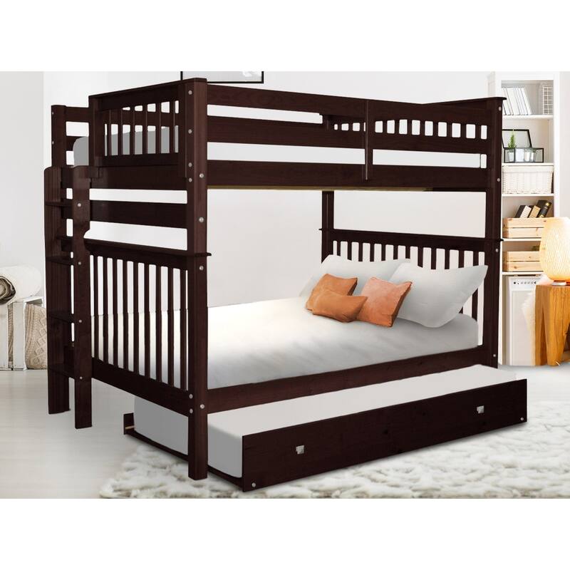 Taylor & Olive Trillium Full over Full Bunk Bed, Twin Trundle - Dark Cherry