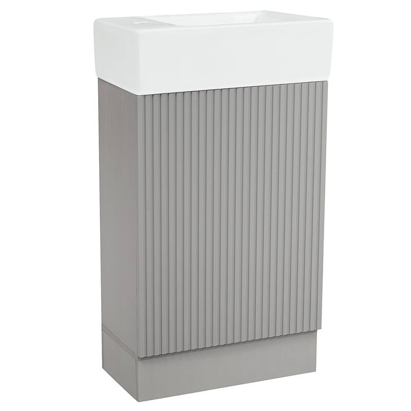 19 inch MDF Freestanding Bathroom Vanity Set with White Ceramic Top